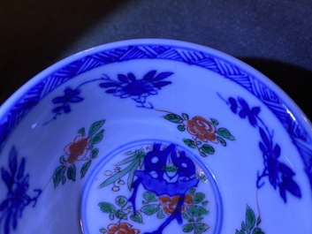 Six Chinese famille verte cups and saucers, Kangxi